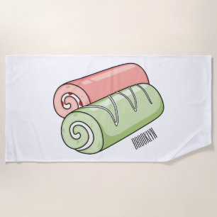 Swiss roll / roll cake cartoon illustration beach towel