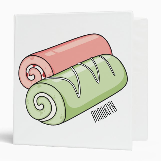 Swiss roll / roll cake cartoon illustration  binder (Front/Inside)