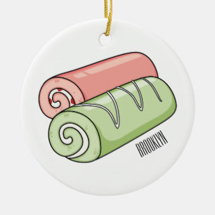 Swiss roll / roll cake cartoon illustration ceramic ornament