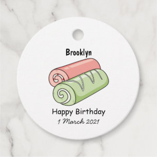 Swiss roll / roll cake cartoon illustration favour tags