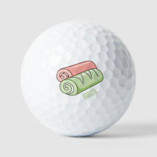 Swiss roll / roll cake cartoon illustration golf balls