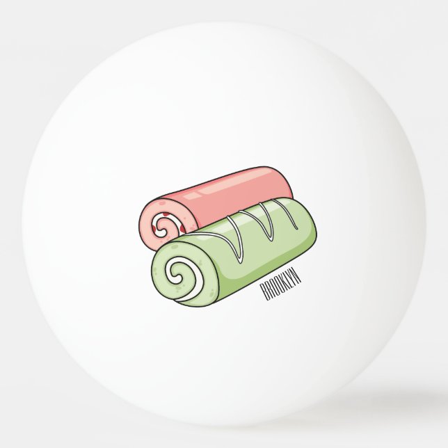 Swiss roll / roll cake cartoon illustration  ping pong ball (Front)