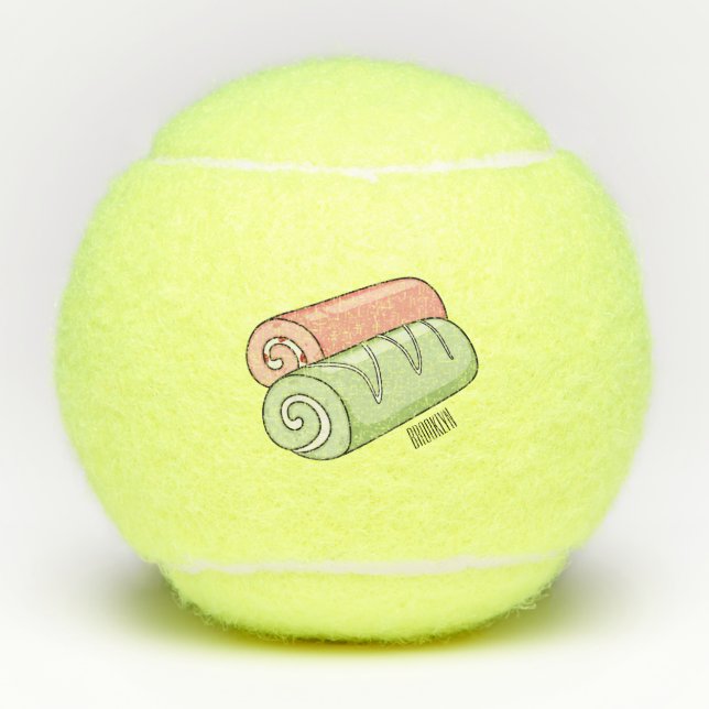 Swiss roll / roll cake cartoon illustration  tennis balls (Front)
