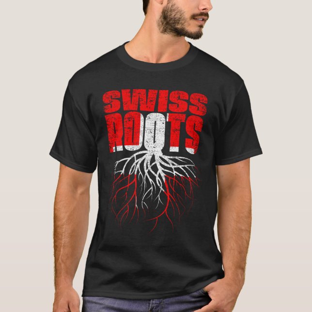 Swiss Roots Switzerland Heritage Flag T-Shirt (Front)