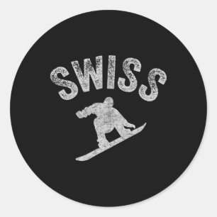 Swiss Snowboard Switzerland Snowboarder Cool Snowb Classic Round Sticker