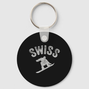 Swiss Snowboard Switzerland Snowboarder Cool Snowb Keychain