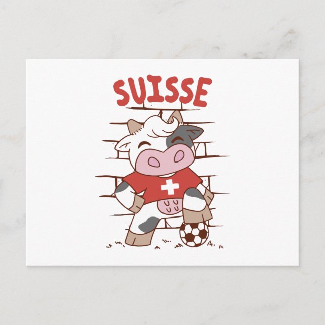 Swiss Soccer Cow Football Fan Switzerland Flag Postcard (Front)