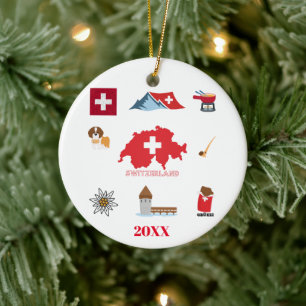 Swiss Souvenir Combo Ceramic Ornament