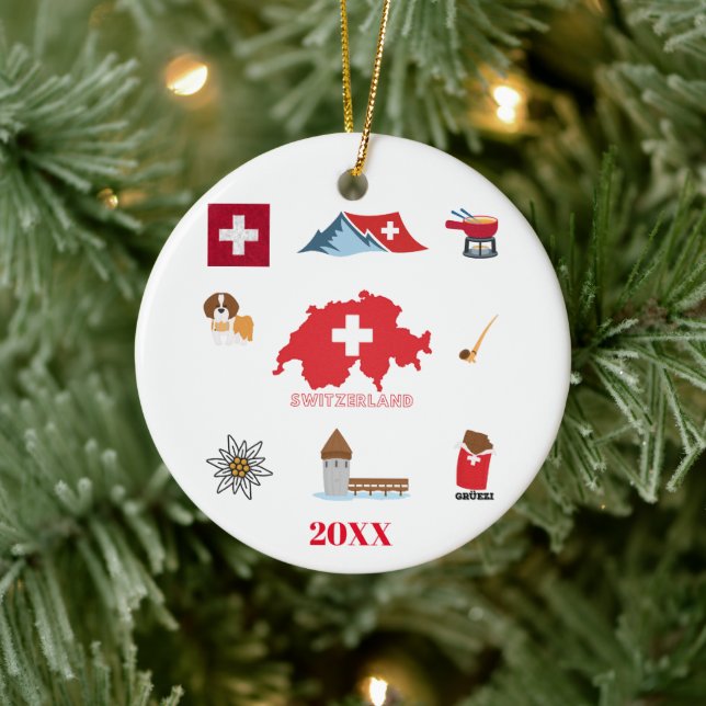 Swiss Souvenir Combo Ceramic Ornament (Tree)