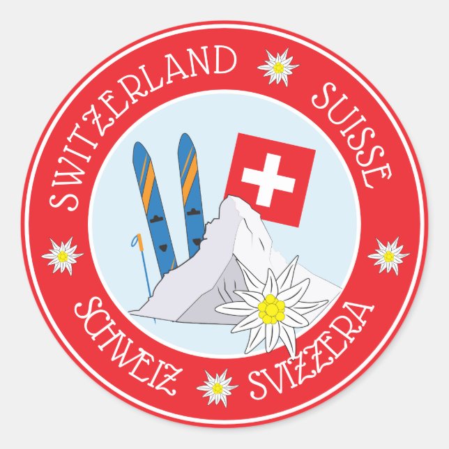 Swiss Stereotype Red Round Stickers (Front)