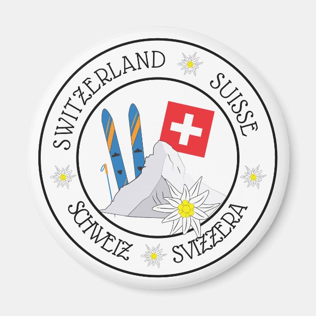 Swiss Stereotypes White Refrigerator Magnet (Front)