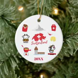 Swiss - Switzerland Souvenir Combo  Ceramic Ornament