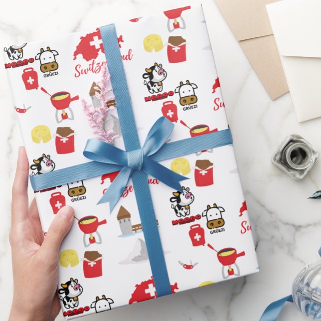 Swiss - Switzerland Souvenir Icons  Wrapping Paper (Creator Uploaded)