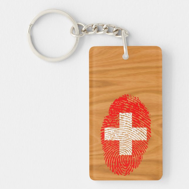 Swiss touch fingerprint flag keychain (Front)