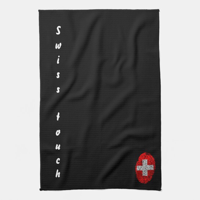 Swiss touch fingerprint flag kitchen towel (Vertical)