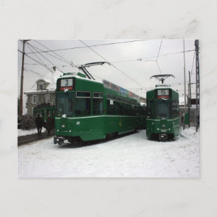 Swiss trams at BVB M-Parc depot, Basel Postcard
