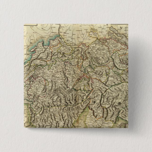 Swisserland  -Switzerland Atlas Map 2 Inch Square Button (Front)