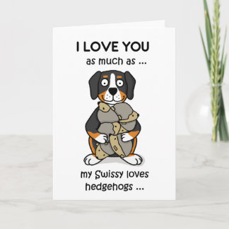 Swissy greeting card; Valentines love dog Holiday Card