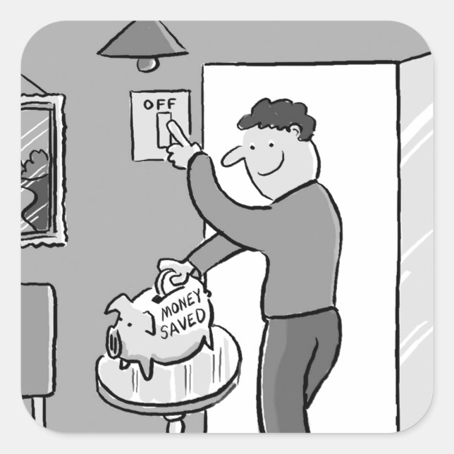 Switch Off Lights Save Energy Square Sticker (Front)