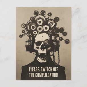 Switch Off The Complicator Steampunk Overthinking Postcard