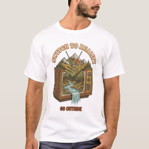 Switch To Reality Go Outside Retro TV Nature Desig T-Shirt