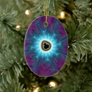 Switched On Mandelbrot Shocking Fractal Abstract Ceramic Ornament