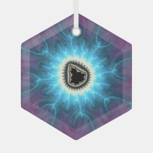 Switched On Mandelbrot Shocking Fractal Abstract  Glass Ornament