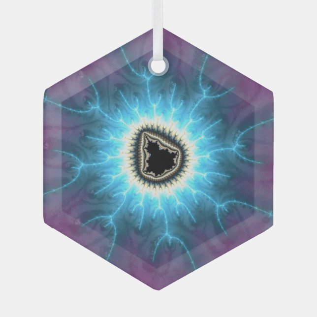 Switched On Mandelbrot Shocking Fractal Abstract  Glass Ornament (Front)