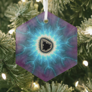 Switched On Mandelbrot Shocking Fractal Abstract  Glass Ornament