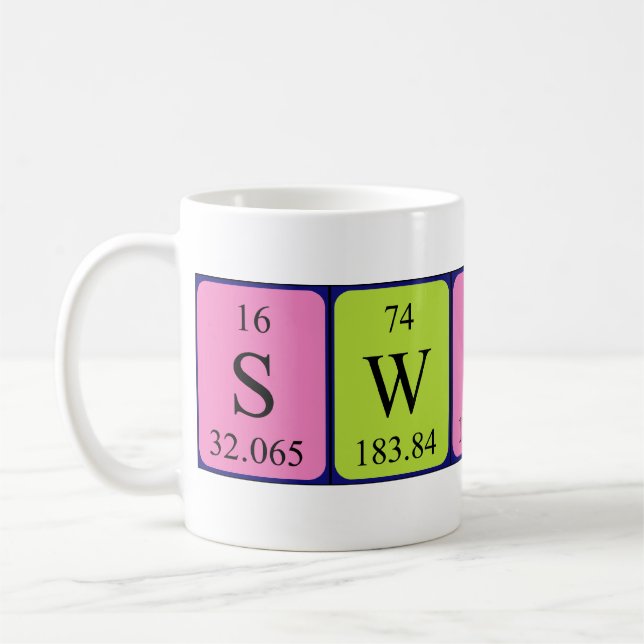 Swithin periodic table name mug (Left)