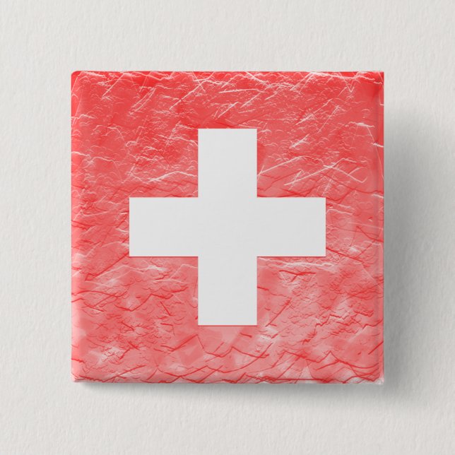 Switzerland 2 Inch Square Button (Front)