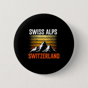 Switzerland alps vintage skiing mountains swiss 2 inch round button