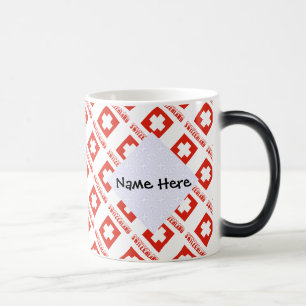 Switzerland and Swiss Flag Tiled Personalized  Magic Mug