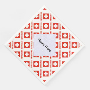 Switzerland and Swiss Flag Tiled Personalized  Napkin