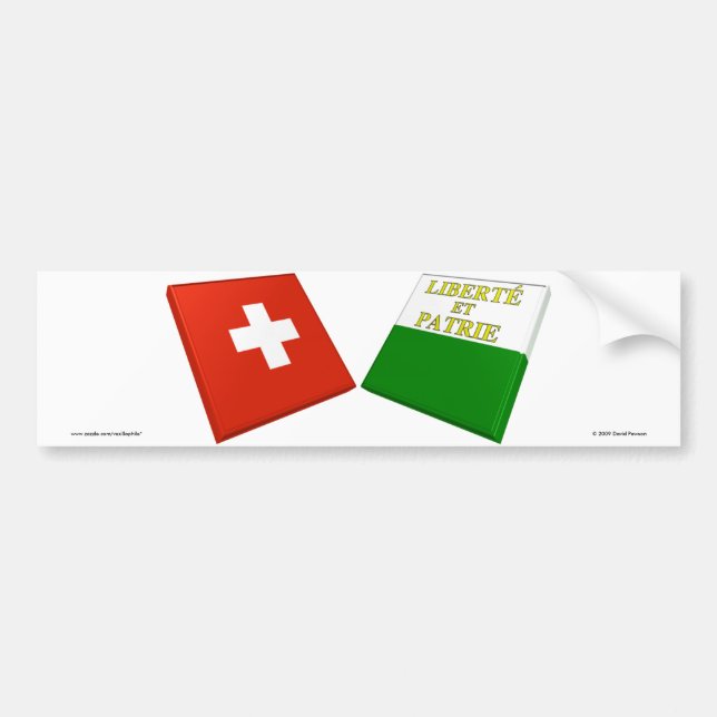 Switzerland and Vaud Flags Bumper Sticker (Front)
