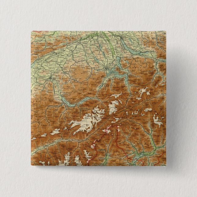 Switzerland Atlas Map 2 Inch Square Button (Front)
