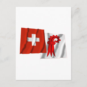 Switzerland & Basel-Landschaft Waving Flags Postcard