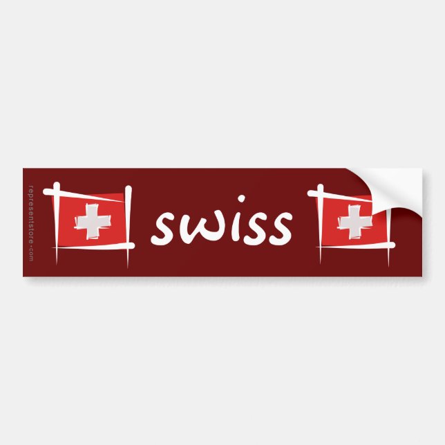 Switzerland Brush Flag Bumper Sticker (Front)