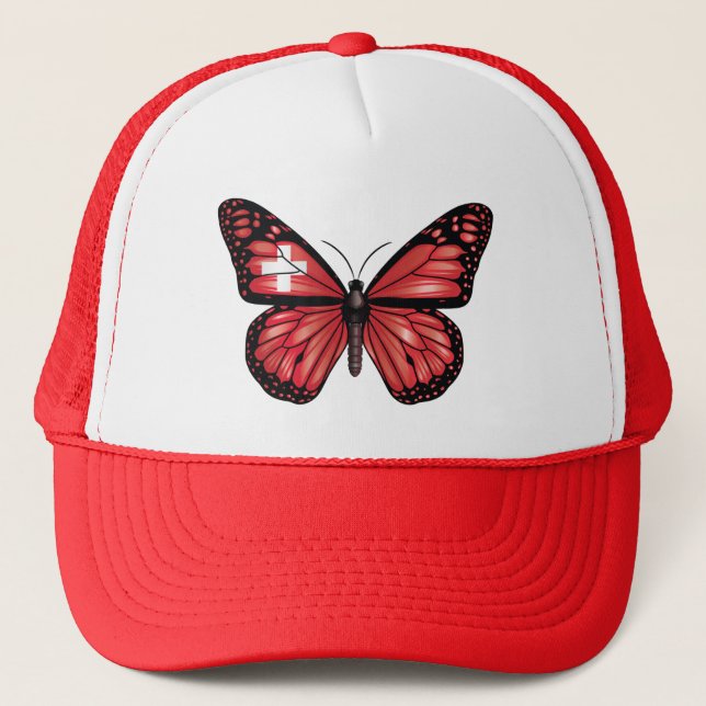 Switzerland butterfly monarch flag trucker hat (Front)
