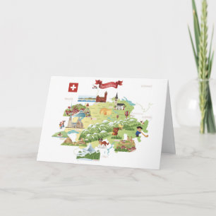 Switzerland Cartoon Map Card