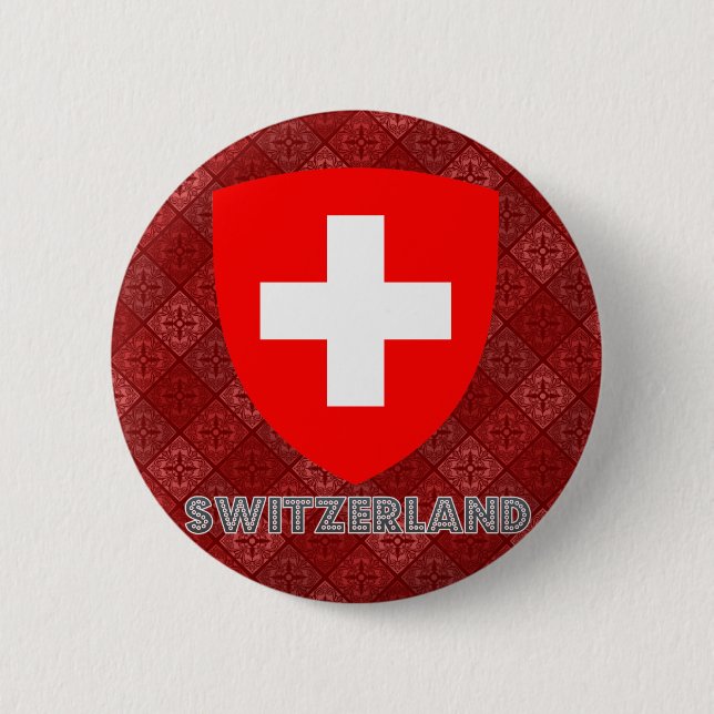 Switzerland Coat of Arms 2 Inch Round Button (Front)