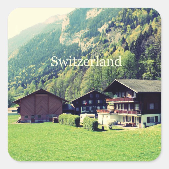 Switzerland cottages square sticker (Front)