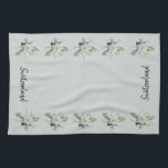 Switzerland Edelweiss flowers Switzerland script Kitchen Towel<br><div class="desc">Swiss Edelweiss kitchen towels. Switzerland script kitchen towels with Edelweiss flowers.</div>