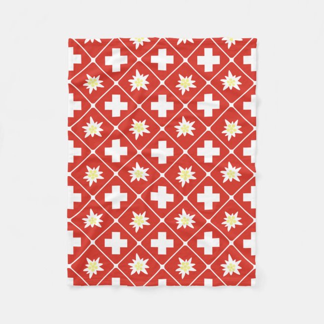 Switzerland Edelweiss pattern Fleece Blanket (Front)