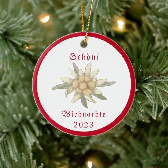 Switzerland Edelweiss Schweiz SWISS Suisse  Ceramic Ornament (Tree)