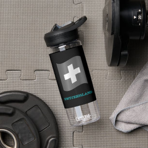 Switzerland Fitness & Cross, Swiss flag Water Bottle