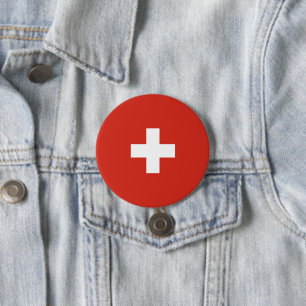 Switzerland flag 3 inch round button