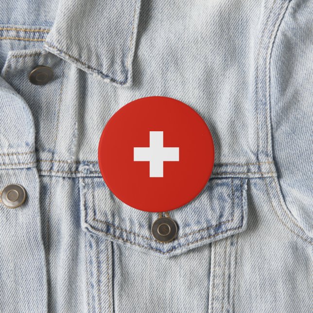 Switzerland flag 3 inch round button (In Situ)