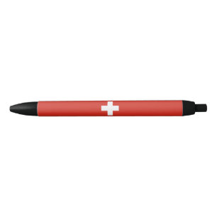 Switzerland flag black ink pen