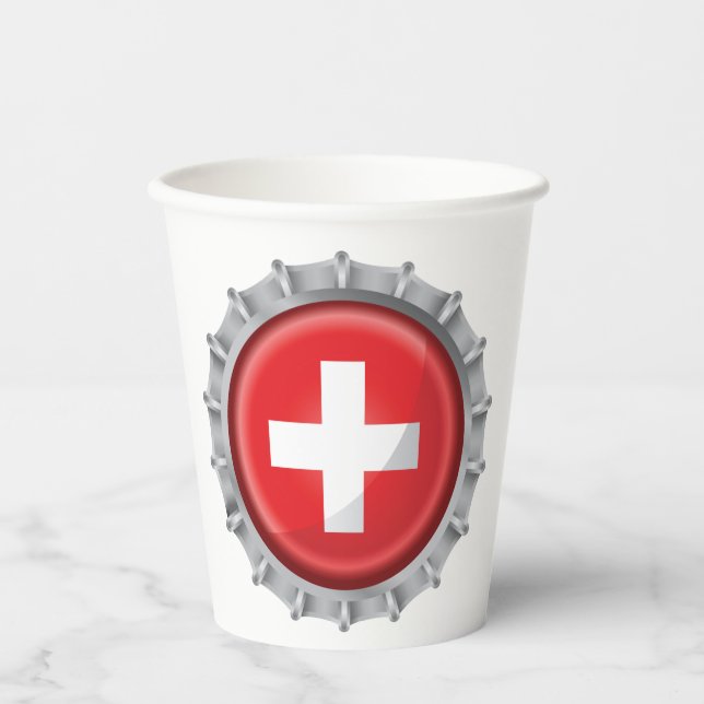 Switzerland Flag Bottle Cap Paper Cups (Front)